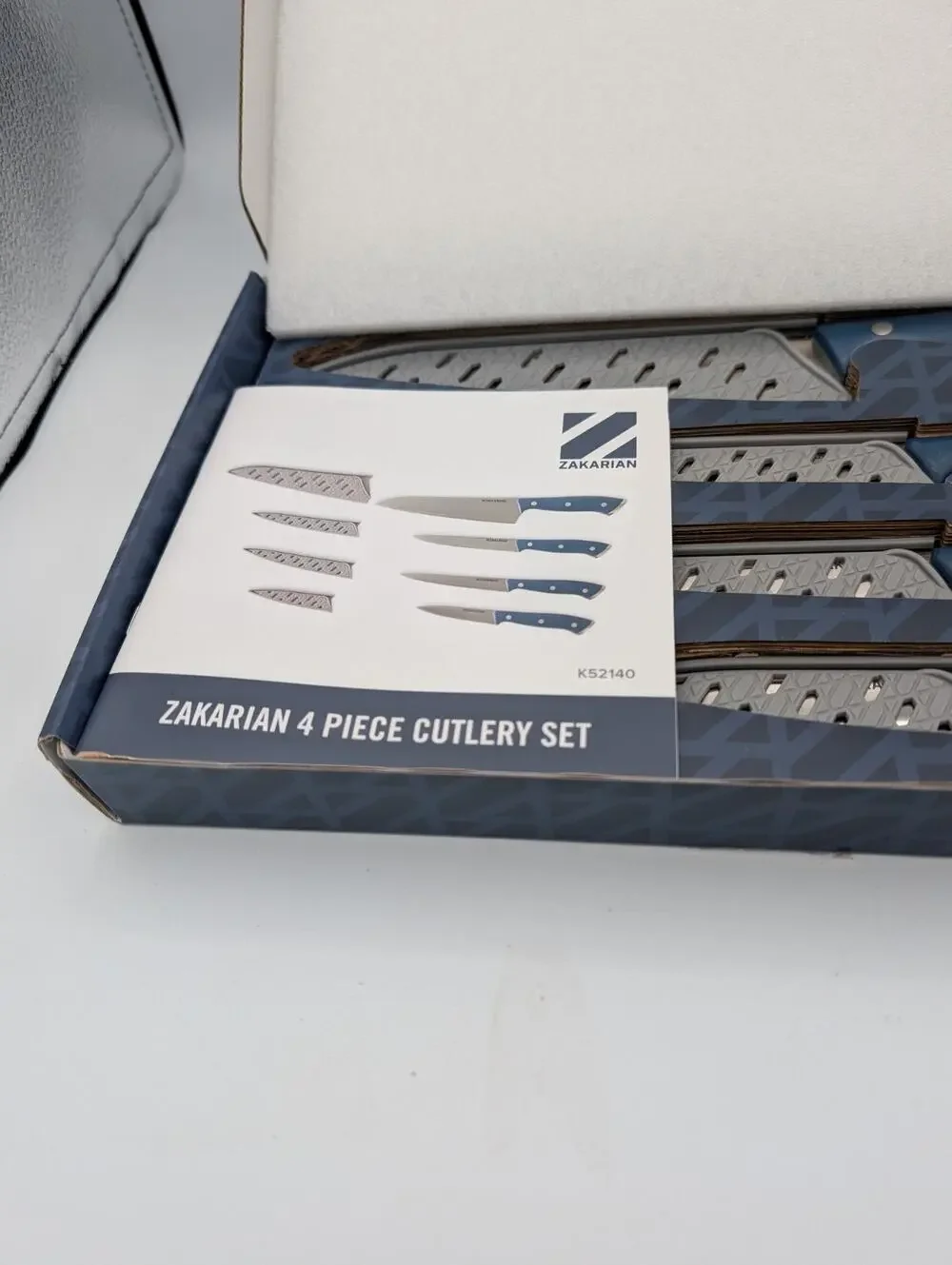 Zakarian 4 Piece Knife Set With Protective Sheaths In Storage Box MIB
